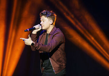 Singer Conor Maynard performs on stage in Glasgow.