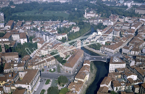 Vicenza: Foto aerea. Pellicola - diapositiva colore f.to mm 60X90