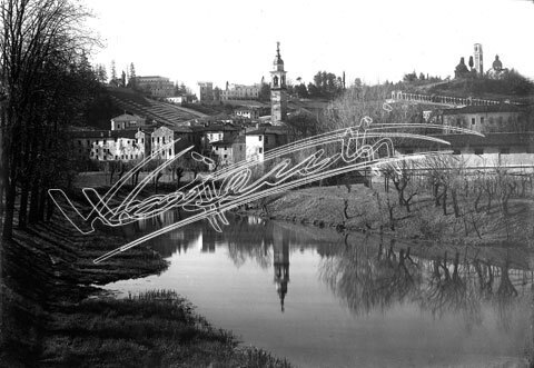 Fiume Retrone. lastra di vetro - negativo bianco e nero fto mm 130x180