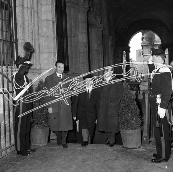 Giornata celebrativa delle Autonomie Locali: On. Antonio Segni. Pellicola - negativo bianco e nero fto mm 60x60