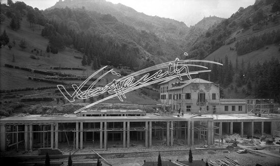 Demanio Acque di Recoaro. lastra di vetro - negativo bianco e nero fto mm 180x240