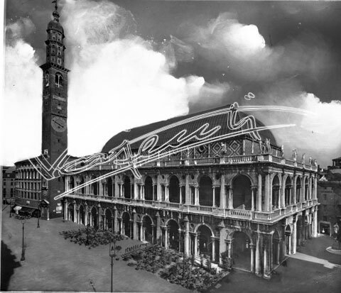 Basilica Palladiana. lastra di vetro - negativo bianco e nero fto mm 130x180