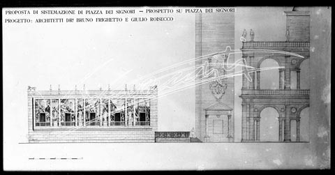 Piazza dei Signori. lastra di vetro - negativo bianco e nero fto mm 130x180