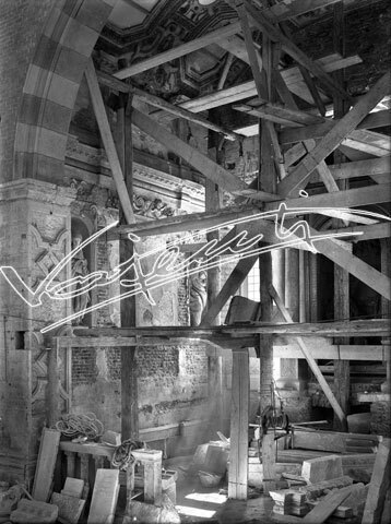 Cattedrale di Vicenza : Restauro 1945-1950. lastra di vetro - negativo bianco e nero fto mm 180x240