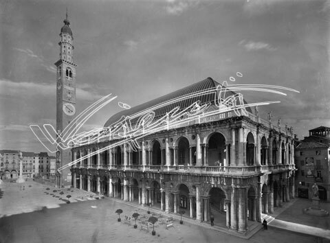 Basilica Palladiana. lastra di vetro - negativo bianco e nero fto mm 180x240