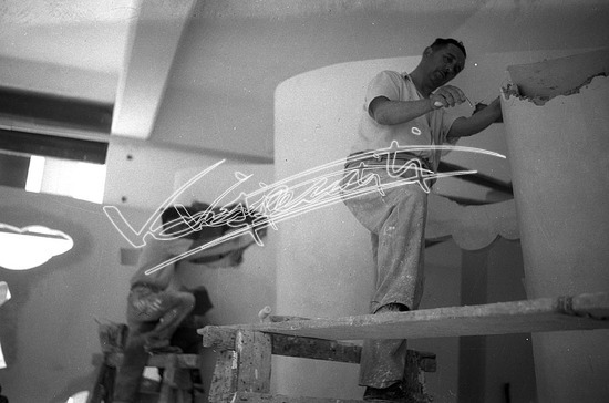 Fiera Campionaria di Vicenza 1949: Allestimento padiglioni. Pellicola - negativo bianco e nero f.to mm 60x90