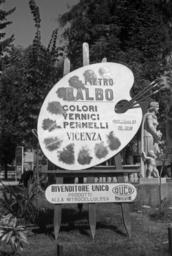 Fiera Campionaria di Vicenza 1950 Cartellone pubblicitario Colorificio Pietro Balbo