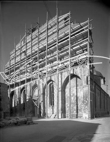 Cattedrale di Vicenza : Restauro 1945-1950. lastra di vetro - negativo bianco e nero fto mm 180x240