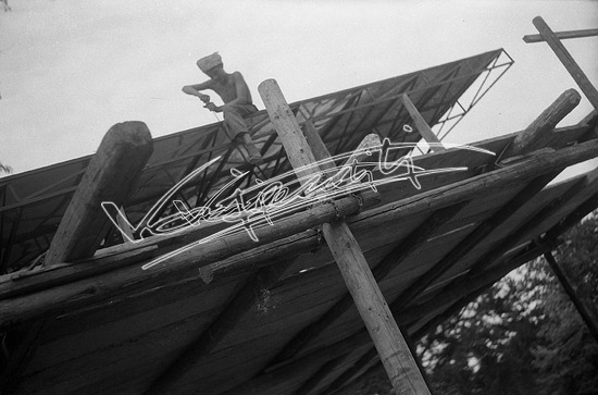 Fiera Campionaria di Vicenza 1949: Allestimento padiglioni. Pellicola - negativo bianco e nero f.to mm 60x90