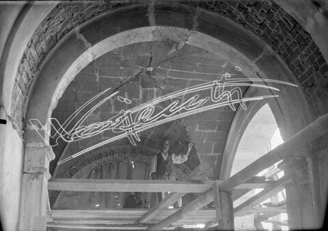 Cattedrale di Vicenza : Restauro 1945-1950. lastra di vetro - negativo bianco e nero fto mm 130x180
