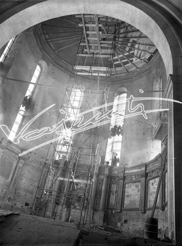 Cattedrale di Vicenza : Restauro 1945-1950. lastra di vetro - negativo bianco e nero fto mm 180x240