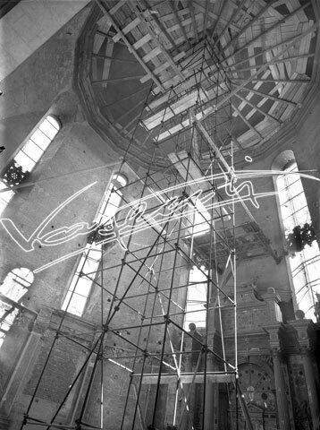 Cattedrale di Vicenza : Restauro 1945-1950. lastra di vetro - negativo bianco e nero fto mm 180x240