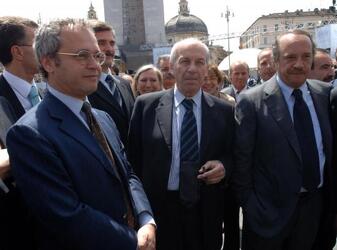 FAUSTO BERTINOTTI ENRICO MENTANA GIORNALISTA clemente mimun