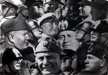 Benito Mussolini Duce dell Italia fascista in un foto collage