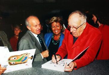 FAUSTO BERTINOTTI CON LA MOGLIE LELLA E ENRICO BAJ LELLA BERTINOTTI