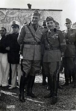 1939 MARESCIALLO RODOLFO GRAZIANI CON IL GENERALE CAVALLARO BRIGATA CELERE FASCISMO