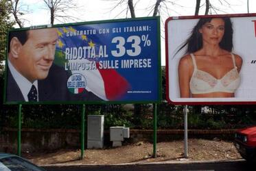 MANIFESTI ELETTORALI CASA DELLE LIBERTA SILVIO BERLUSCONI CON NATALIA ESTRADA ATTRICE