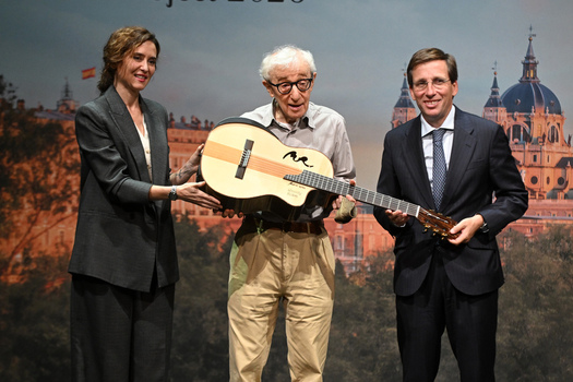 Director Woody Allen holds a press conference ahead of the filming of his new film in Madrid