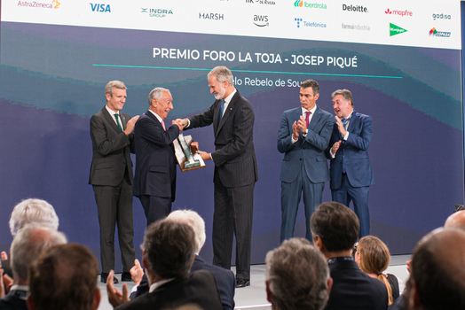 Felipe VI and Pedro S&aacute;nchez attend the opening of the La Toja Forum in O Grove Pontevedra 
