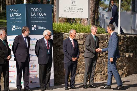 Felipe VI and Pedro S&aacute;nchez attend the opening of the La Toja Forum in O Grove Pontevedra 