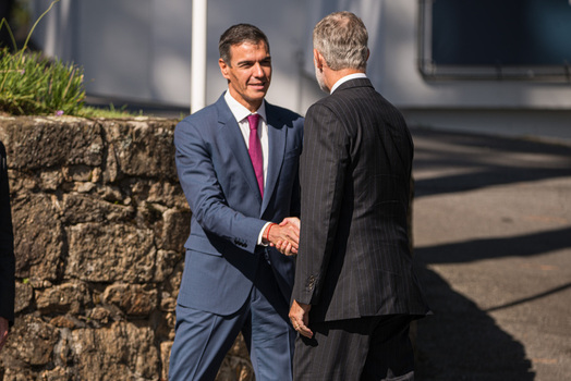 Felipe VI and Pedro S&aacute;nchez attend the opening of the La Toja Forum in O Grove Pontevedra 