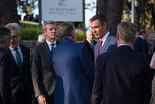 Felipe VI and Pedro S&aacute;nchez attend the opening of the La Toja Forum in O Grove Pontevedra 