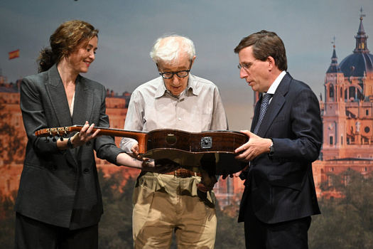 Director Woody Allen holds a press conference ahead of the filming of his new film in Madrid