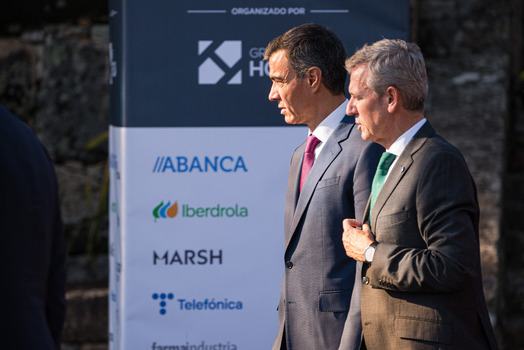 Felipe VI and Pedro S&aacute;nchez attend the opening of the La Toja Forum in O Grove Pontevedra 