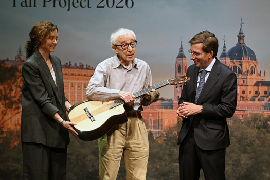 Director Woody Allen holds a press conference ahead of the filming of his new film in Madrid