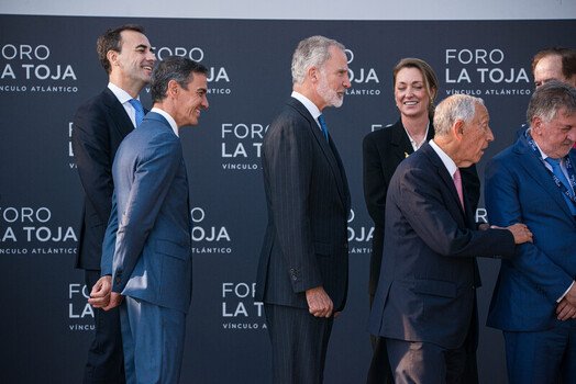 Felipe VI and Pedro S&aacute;nchez attend the opening of the La Toja Forum in O Grove Pontevedra 