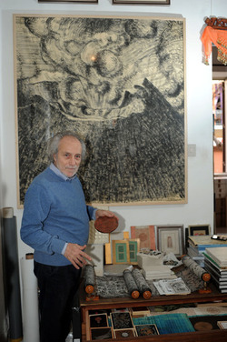 NICOLO D ALESSANDRO pittore e disegnatore siciliano nato a Tripoli. Fotografie di Giulio Azzarello &copy;2014.