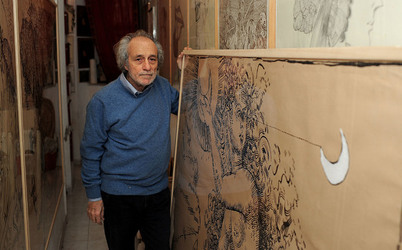NICOLO D ALESSANDRO pittore e disegnatore siciliano nato a Tripoli. Fotografie di Giulio Azzarello &copy;2014.