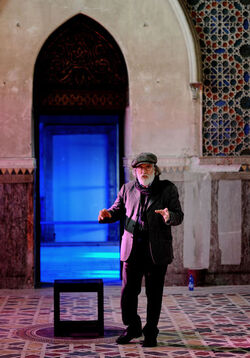 Mimmo Cuticchio in un suo spettacolo. Fotografie di Giulio Azzarello &copy;2017.