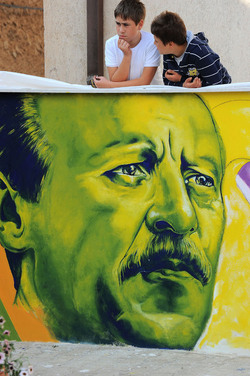 IL MURO DELL ANTIMAFIA e della legalit&agrave; a Partinico in Sicilia. Fotografie di Giulio Azzarello &copy;2014.