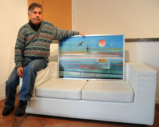 ANGELO DENARO pittore artista siciliano con la sua scultura di ferro. Fotografie di Giulio Azzarello &copy;2014.