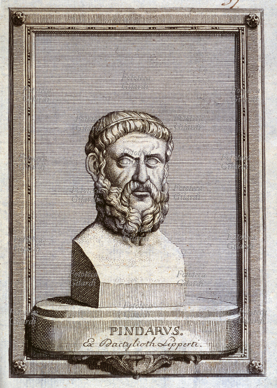 PINDARO (518-438 a.C.) poeta greco di Cinoscefale (Beozia). Nella sua poesia frequenti i passaggi rapidi e allusivi da un tema all\