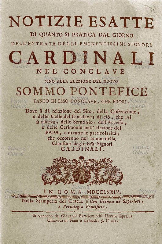 VATICANO Frontespizio di Manuale per il funzionamento del Conclave. \