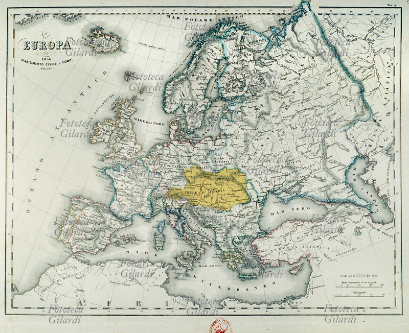 CARTOGRAFIA Europa, carta geografica: evidenziato in giallo l\