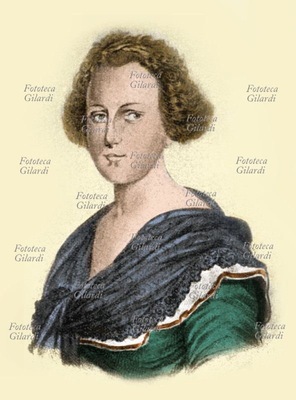 Eleonora DE FONSECA PIMENTEL (13 gennaio 1752 – 20 agosto 1799) patriota, politica, scrittrice, giornalista e poetessa italiana di origini portoghesi. Fu grande animatrice della causa repubblicana nella Napoli della Repubblica Partenopea e fu giustiziata dai Borboni a Napoli per le sue idee giacobine. Fotoincisione da ritratto, colorata. Italia XIX secolo.