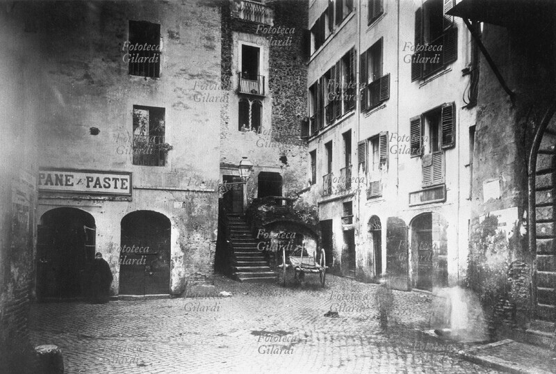 ROMA Piazza Rua, veduta del ghetto ebraico. Fotografia, Roma 1895 circa.