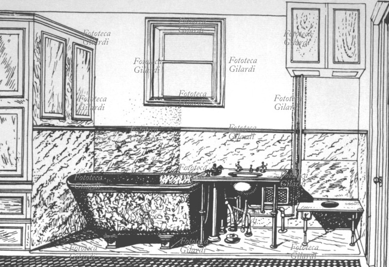 BAGNO la stanza da bagno di George Vanderbilt a New York, 1885. I sanitari sono per l\