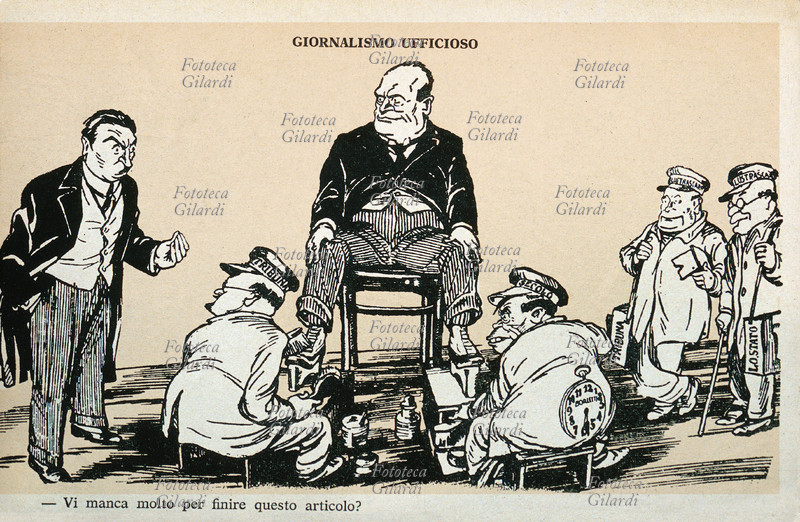 ANTIFASCISMO caricatura di Benito Mussolini in una vignetta del \
