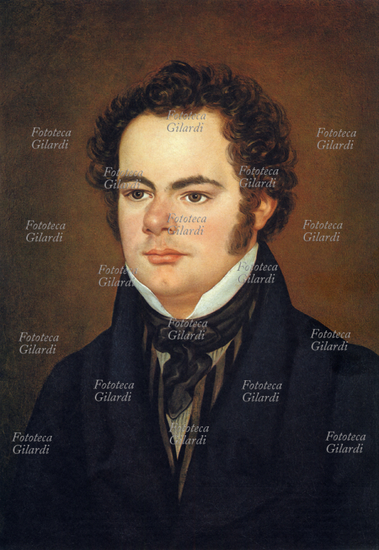 Franz Schubert (January 31, 1797 – November 19, 1828), Austrian composer of the Romantic period. Oil print after an anonymous portrait, Austria, 19th century.