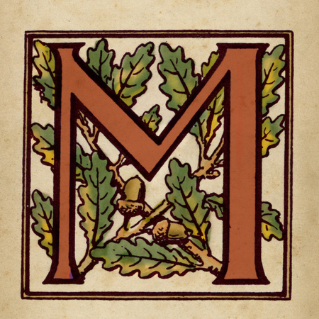 CAPOLETTERA M DECORATO CON FOGLIE DI QUERCIA CAPOLETTERA M DECORATO CON FOGLIE DI QUERCIA