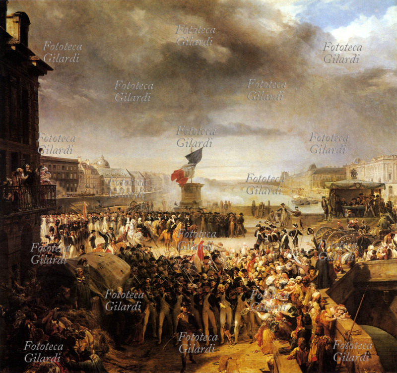RIVOLUZIONE FRANCESE La partenza della Guardia Nazionale per la difesa della Patria, 1792. Dipinto di Léon Cogniet (29 agosto 1794 – 20 novembre 1880), Francia XIX secolo.