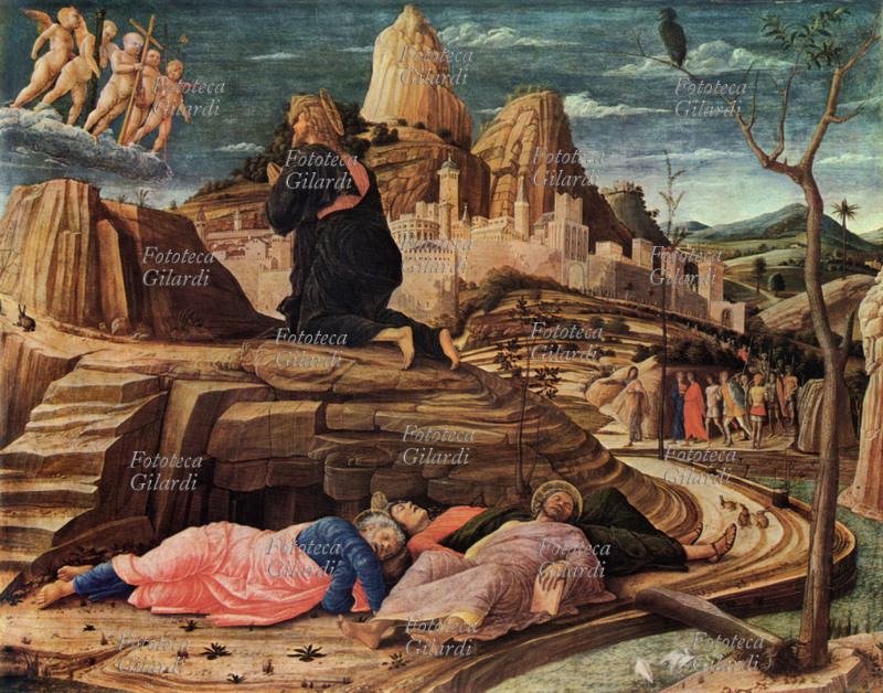 GOSPEL “the prayer in the garden”. Press from painting of Andrea Mantegna (1431-1506).