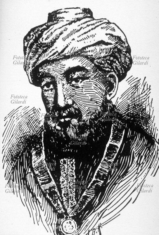 Mosè MAIMONIDE (Moshe ben Maimon, 30 marzo 1135 – 12 dicembre 1204) ritratto del filosofo, rabbino, medico, talmudista e giurista ebreo, vissuto nella Spagna islamica, in Marocco e in Egitto. Incisione del XIX secolo.
