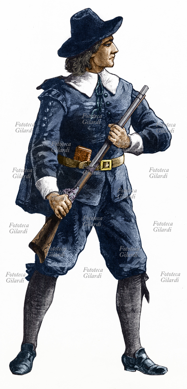 COSTUME quacchero, costume della fine del XVIII secolo. Stampa colorata XIX secolo