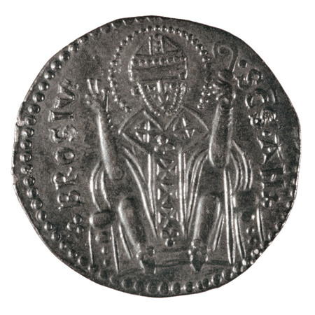DRITTO DI MONETA CON SANT AMBROGIO VIII SECOLO DRITTO DI MONETA CON SANT AMBROGIO VIII SECOLO