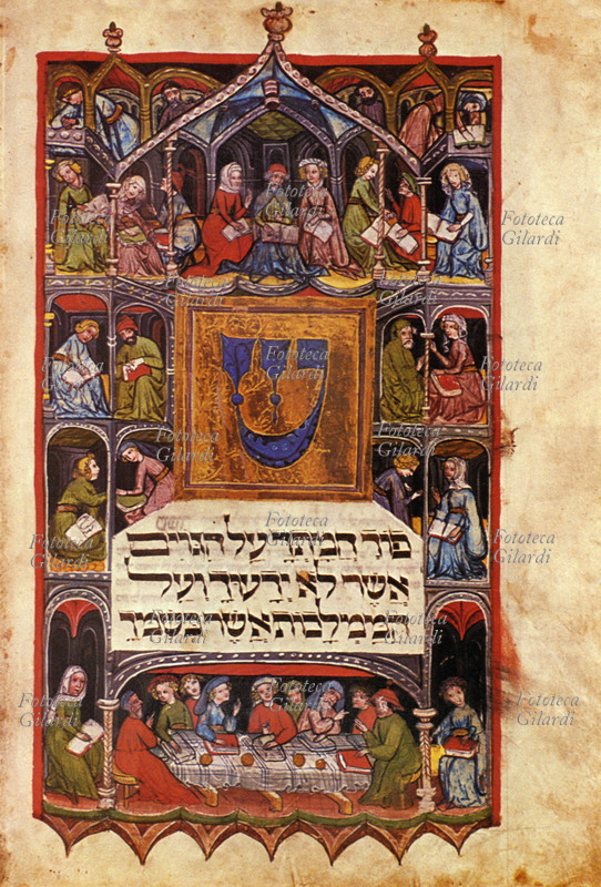 EBRAISMO Scene di vita di ebrei della renania, miniatura del XV secolo